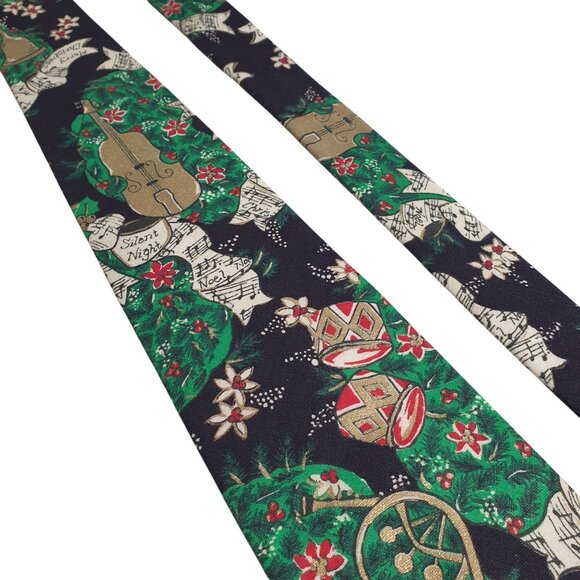 Camden Court Christmas Holiday Necktie With Musical Notes & Ornaments - Picture 2 of 5